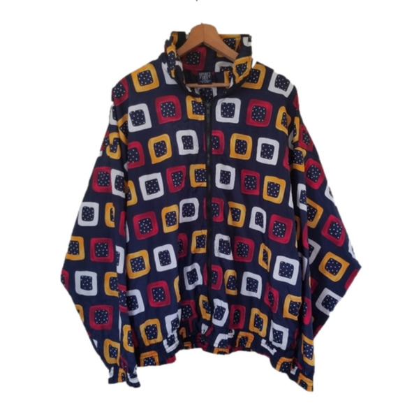 Vintage Spirit First Art Deco Windbreaker 90s Track Style Size Large - Picture 1 of 9